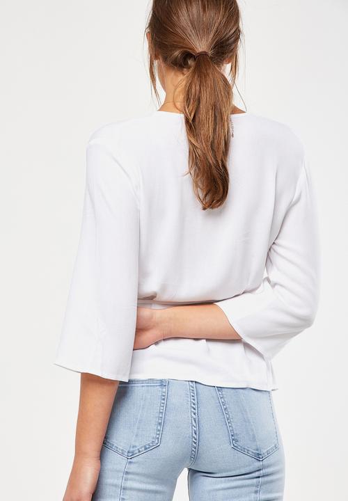 Cotton On - Peplum wrap blouse - white
