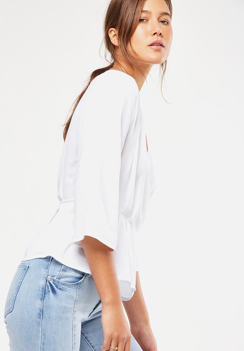 Cotton On - Peplum wrap blouse - white