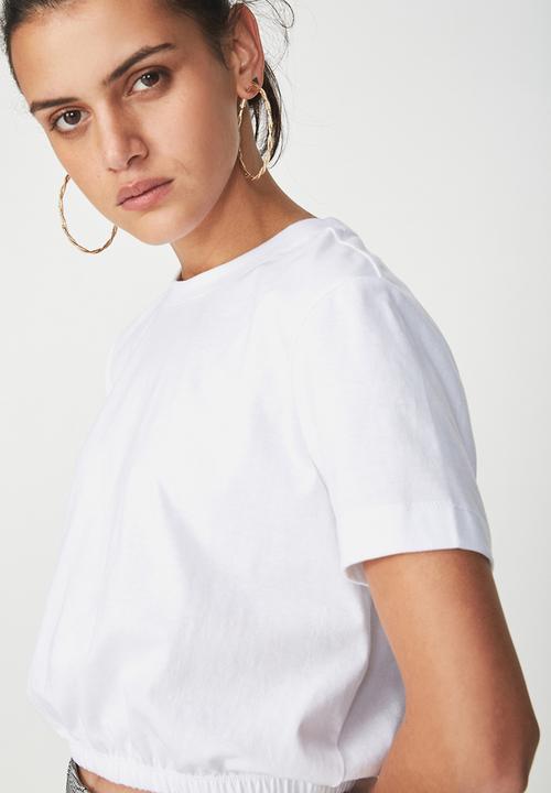Cotton On - Ivy short sleeve waisted top - white