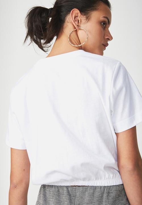 Cotton On - Ivy short sleeve waisted top - white