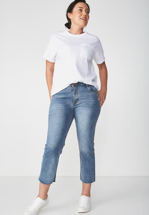 Cotton On - Mid rise straight crop stretch jean - blue