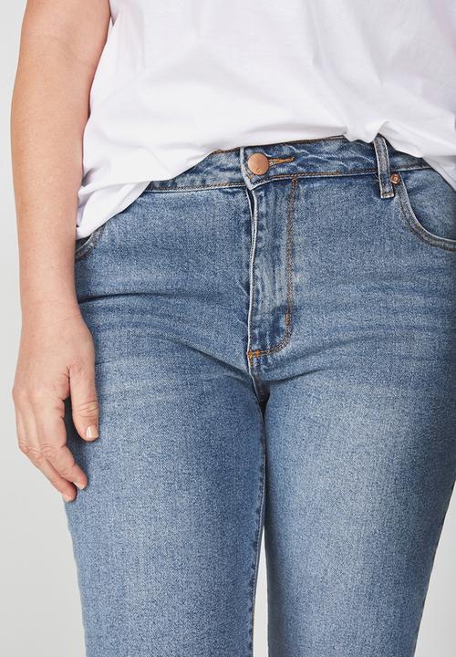 Cotton On - Mid rise straight crop stretch jean - blue