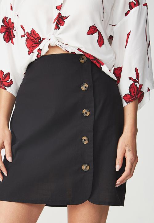 Cotton On - Woven mini military skirt - black