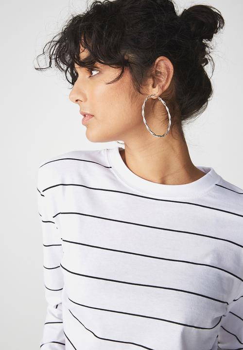 Cotton On - The urban long sleeve top - white & black