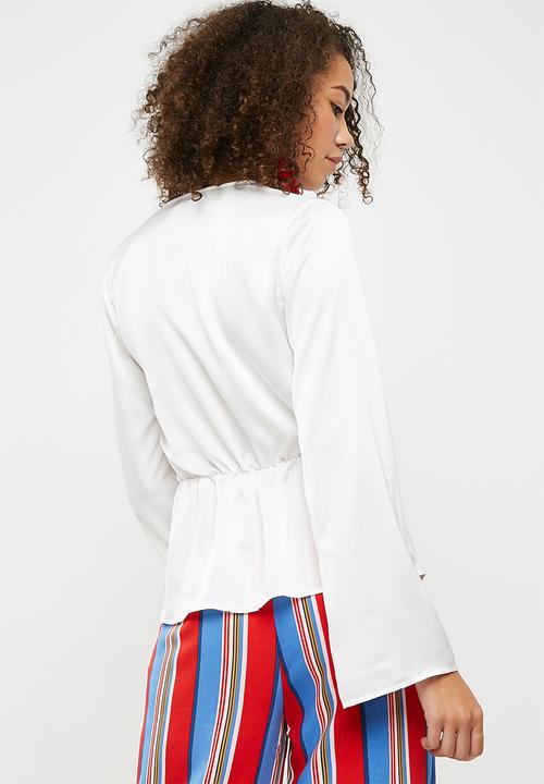 Missguided - Satin drape blouse - white 