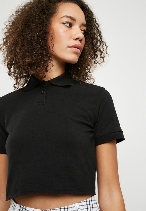 Missguided - Polo crop top - black