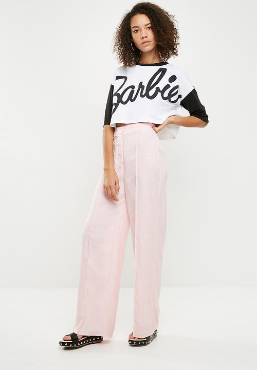 Missguided - Barbie mono contrast crop T-shirt - white & black 