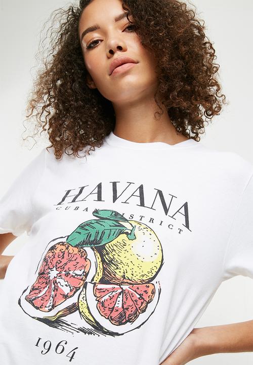 Missguided - Havana washed graphic t-shirt - white 