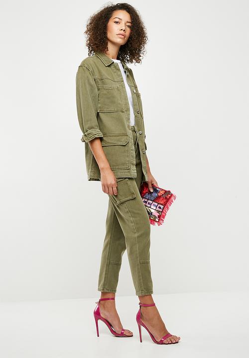 Missguided - Denim utility jacket - green 