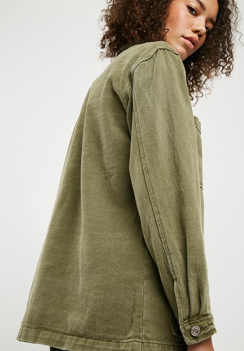 Missguided - Denim utility jacket - green 