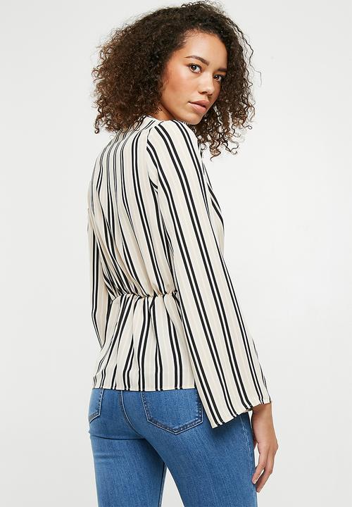 Missguided - Stripe drape front plunge blouse - multi 