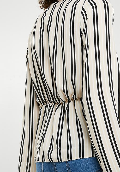 Missguided - Stripe drape front plunge blouse - multi 