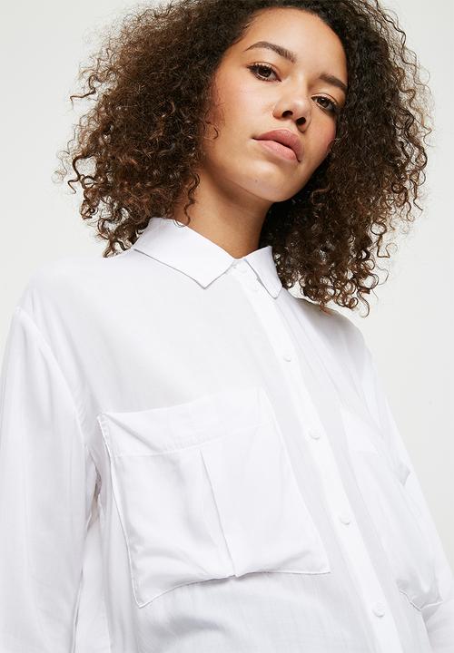 Missguided - Oversized safari shirt - white 