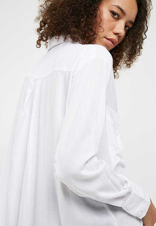 Missguided - Oversized safari shirt - white 