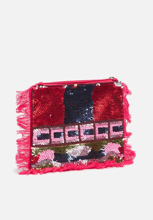 Missguided - Beaded fringe clutch bag - multi 