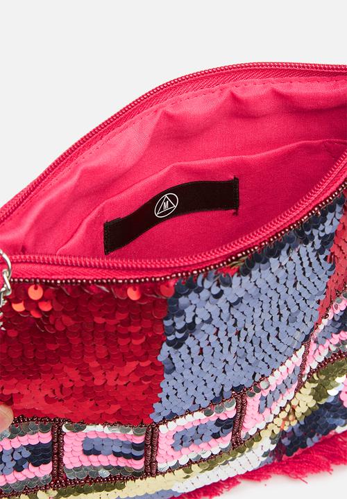 Missguided - Beaded fringe clutch bag - multi 