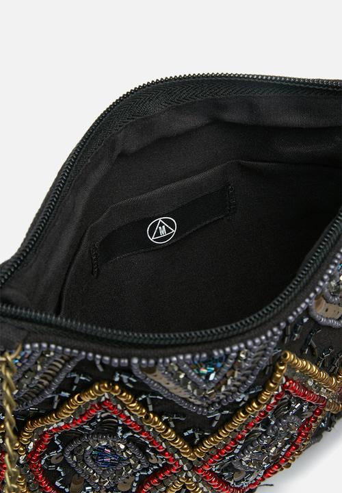 Missguided - Sequin beaded fringe clutch bag - multi 