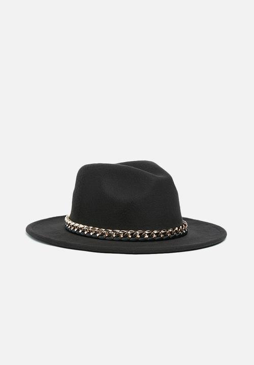 Missguided - Chain trim fedora - black