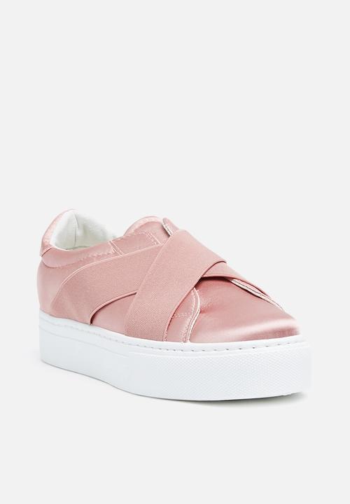 Missguided - Cross strap elastic flatform trainer - pink 