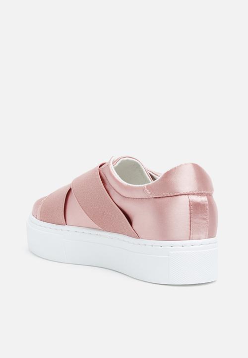 Missguided - Cross strap elastic flatform trainer - pink 