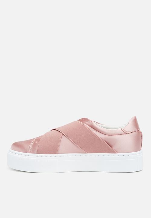 Missguided - Cross strap elastic flatform trainer - pink 