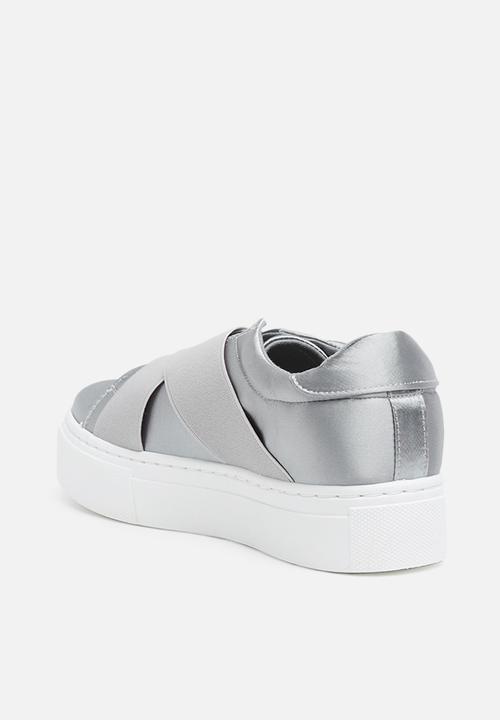 Missguided - Cross strap elastic flatform trainer - grey 