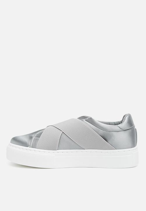 Missguided - Cross strap elastic flatform trainer - grey 