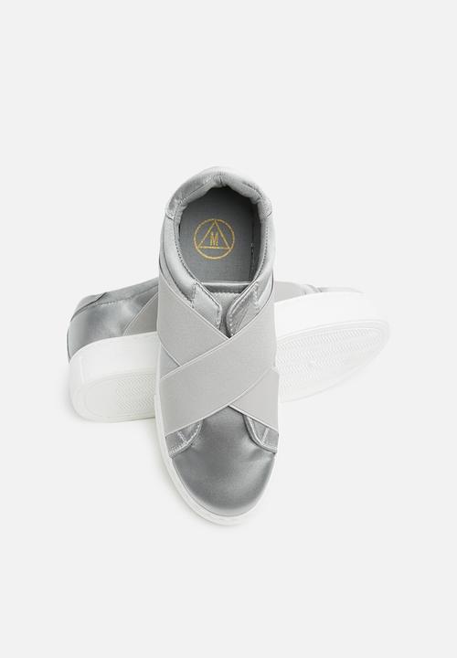 Missguided - Cross strap elastic flatform trainer - grey 