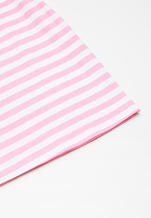 Superbalist - Kids girls  ruffle sleeve top - pink & white 