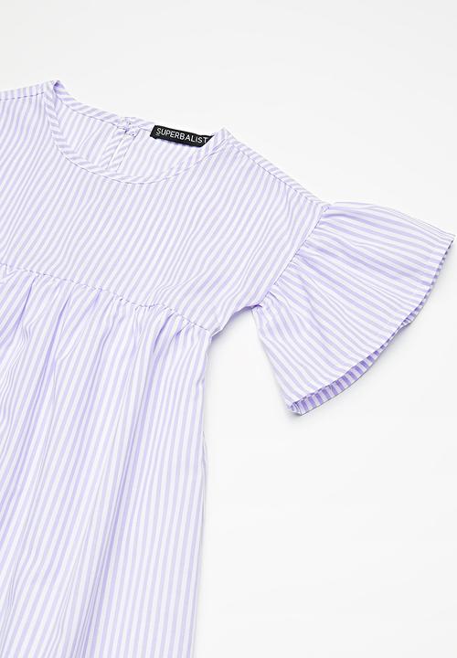 Superbalist - Fluted sleeve dress - purple & white 
