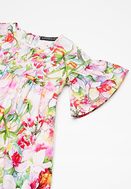 Superbalist - Fluted sleeve dress - multi