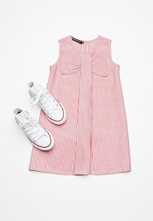 Superbalist - Bow shift dress - red & white