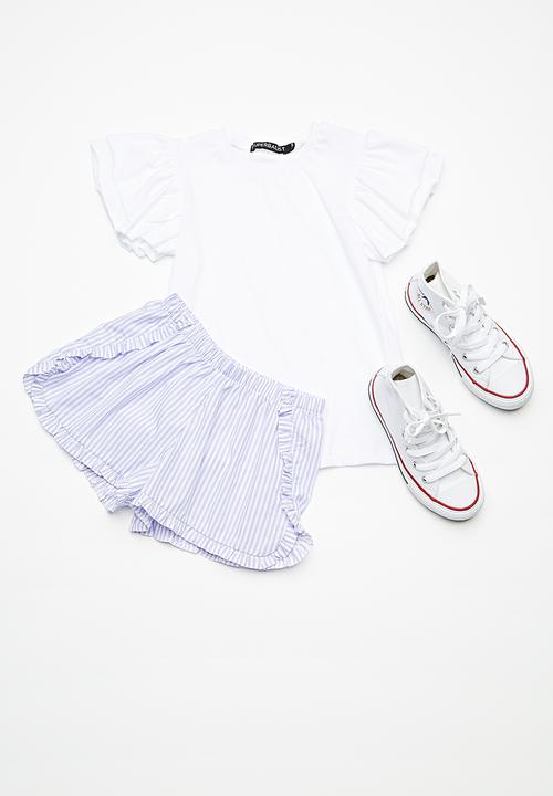 Superbalist - Kids girls ruffle sleeve top - white