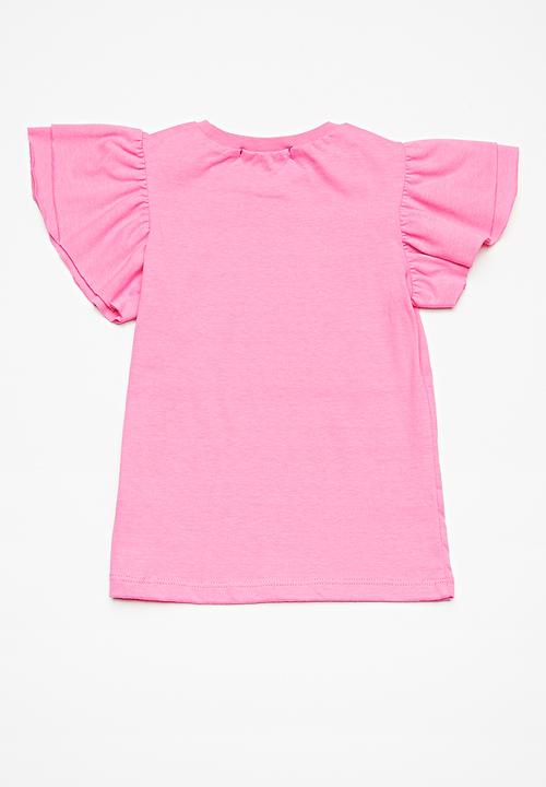 Superbalist - Kids girls ruffle sleeve top - pink 