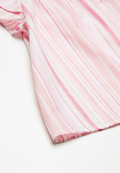 Superbalist - Kids girls ruffle sleeve blouse - pink stripe