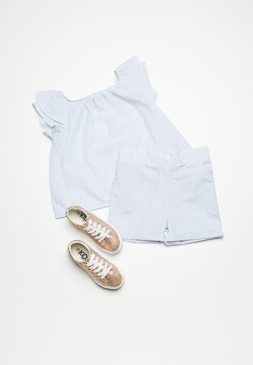 Superbalist - Pocket chino long shorts - blue & white