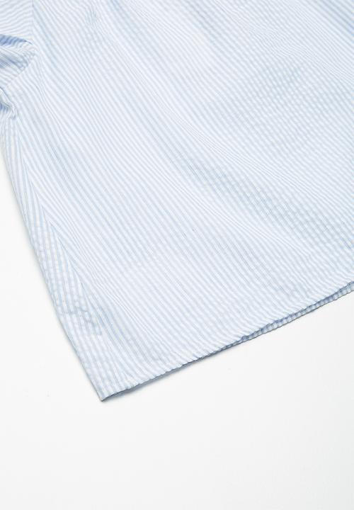 Superbalist - Ruffle sleeve blouse -white & blue