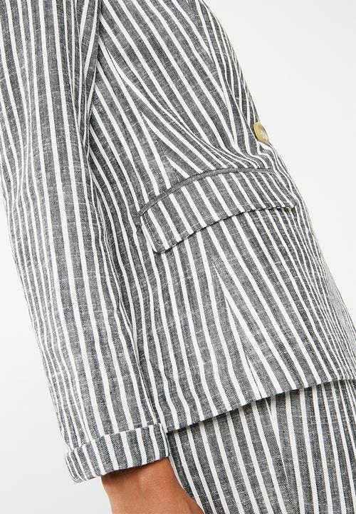 Superbalist - Linen blend suit blazer  - charcoal & white 