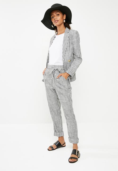 Superbalist - Linen blend suit blazer  - charcoal & white 