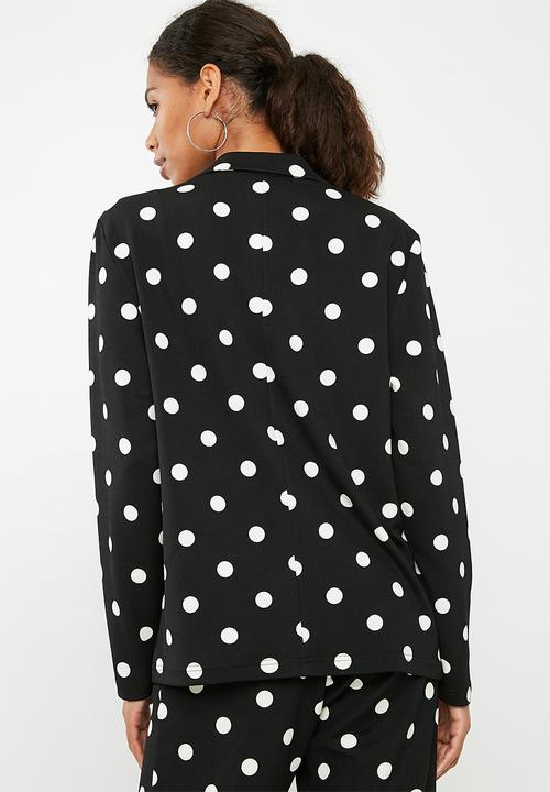 Superbalist - Spotted knit blazer - black & white 