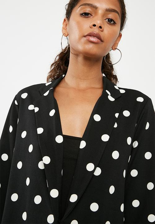 Superbalist - Spotted knit blazer - black & white 