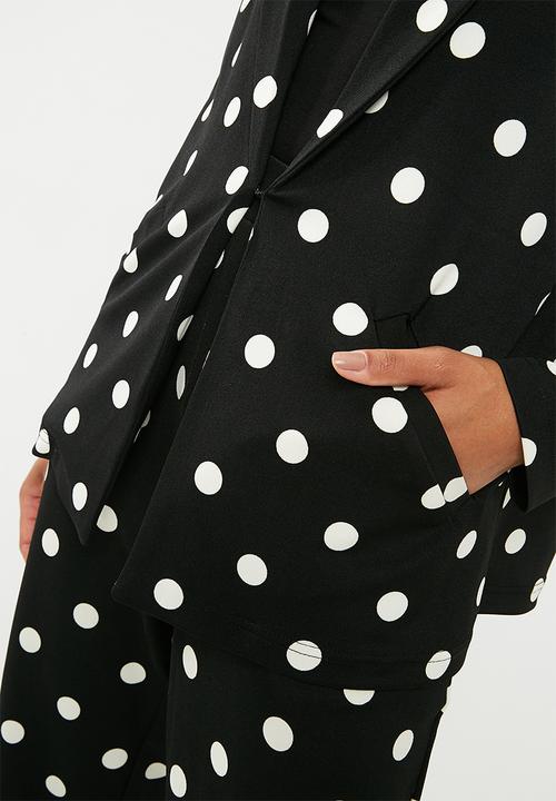 Superbalist - Spotted knit blazer - black & white 