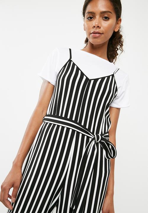 Superbalist - Culotte jumpsuit - black & white 