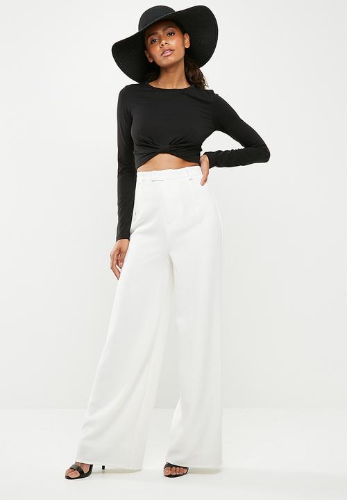 Missguided - Long sleeve knot crop - black
