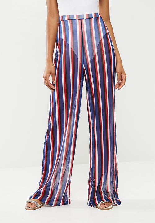 mesh stripe trousers