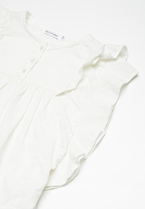 dailyfriday - Kids girls butterfly sleeve blouse - white 