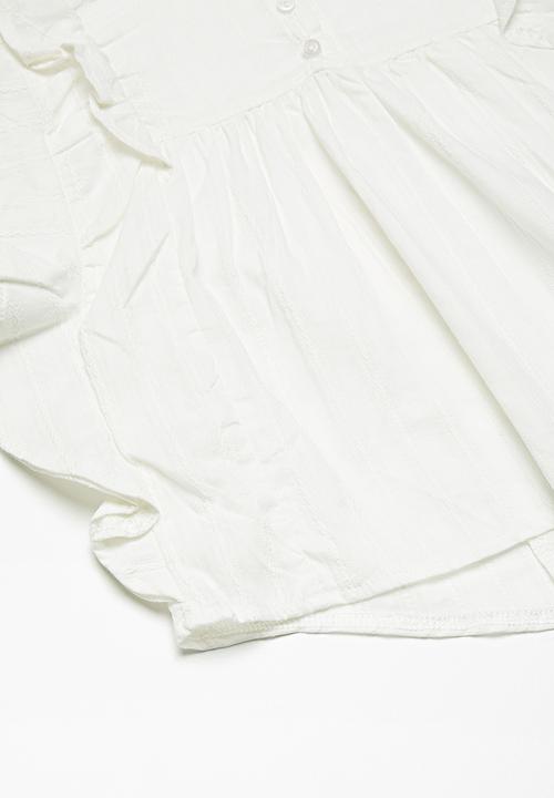 dailyfriday - Kids girls butterfly sleeve blouse - white 