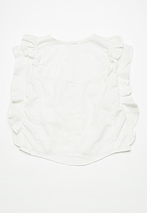 dailyfriday - Kids girls butterfly sleeve blouse - white 