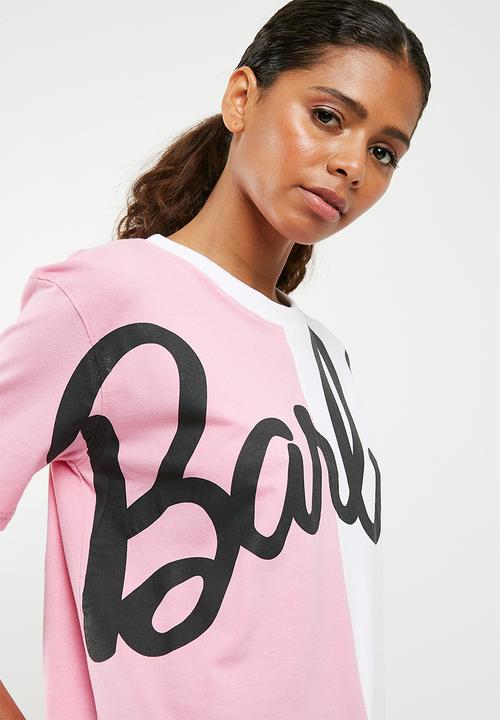 Missguided - Barbie spliced T-shirt - pink & white