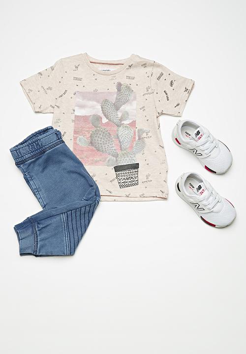 MINOTI - Kids boys marl AOP T-shirt - beige 
